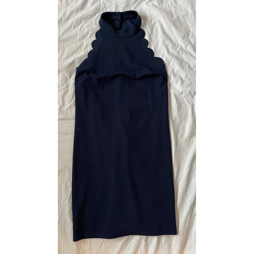 BCX Dress Women's Navy Blue Sleeveless Halter Dress Buttons XS
